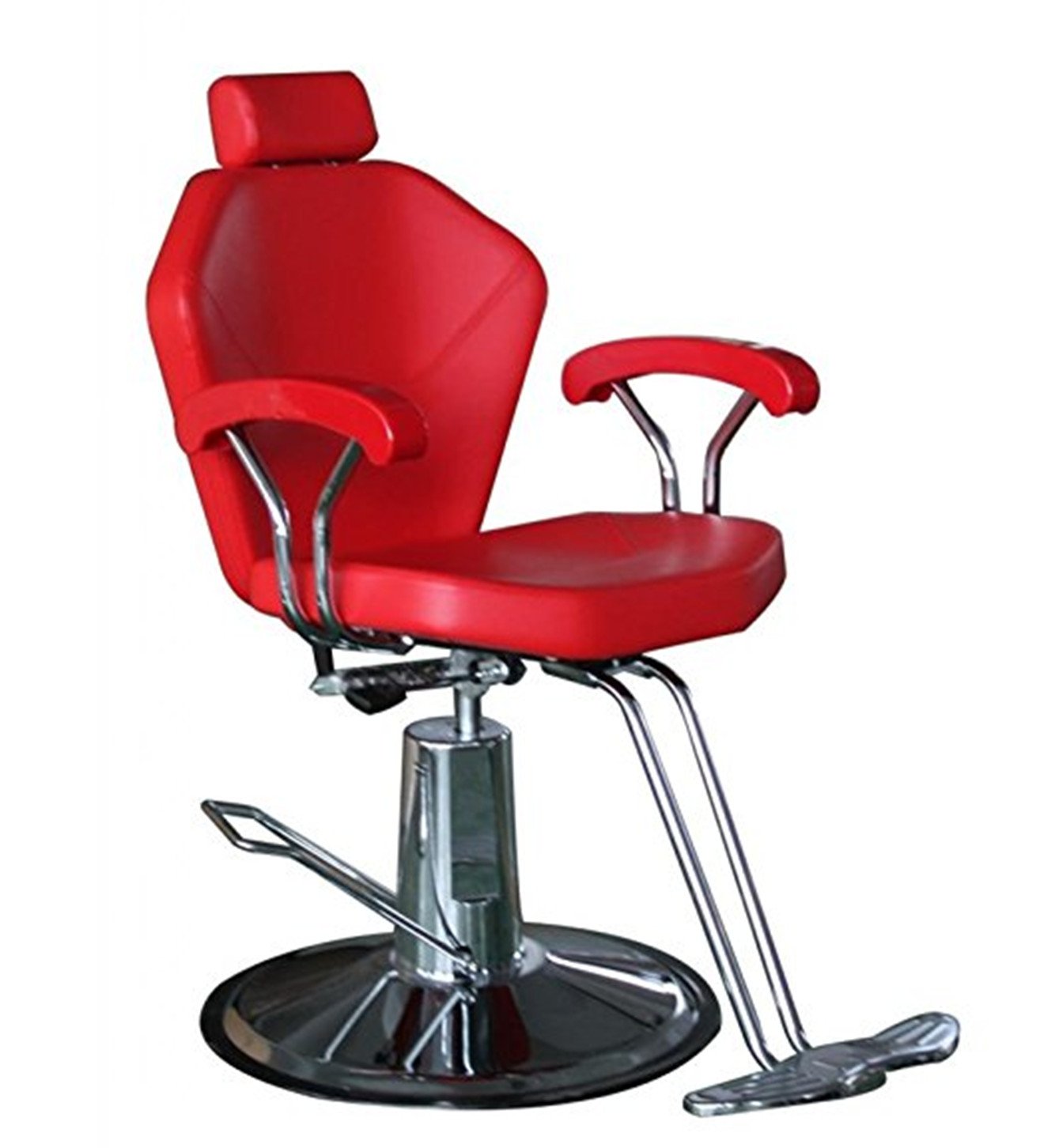 Professional Red Hydraulic Barber Chair with Adjustable Headrest & Footrest - Heavy Duty Salon Equipment for Hair Cutting & Shaving - Perfect for Barbershops, Salons & Home Use