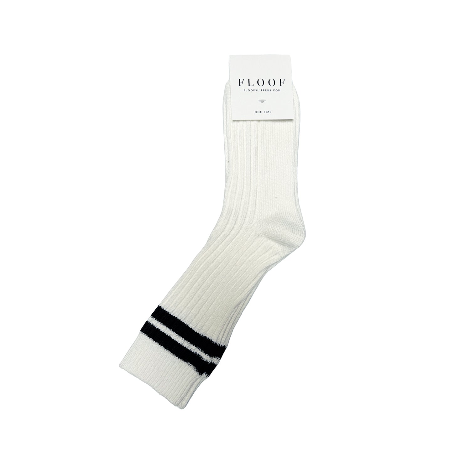 FLOOF Ribbed Tube Socks for Women & Men - Soft Comfortable Cotton Crew Socks (White/Black) - Perfect for Casual Wear, Sports & Everyday Use