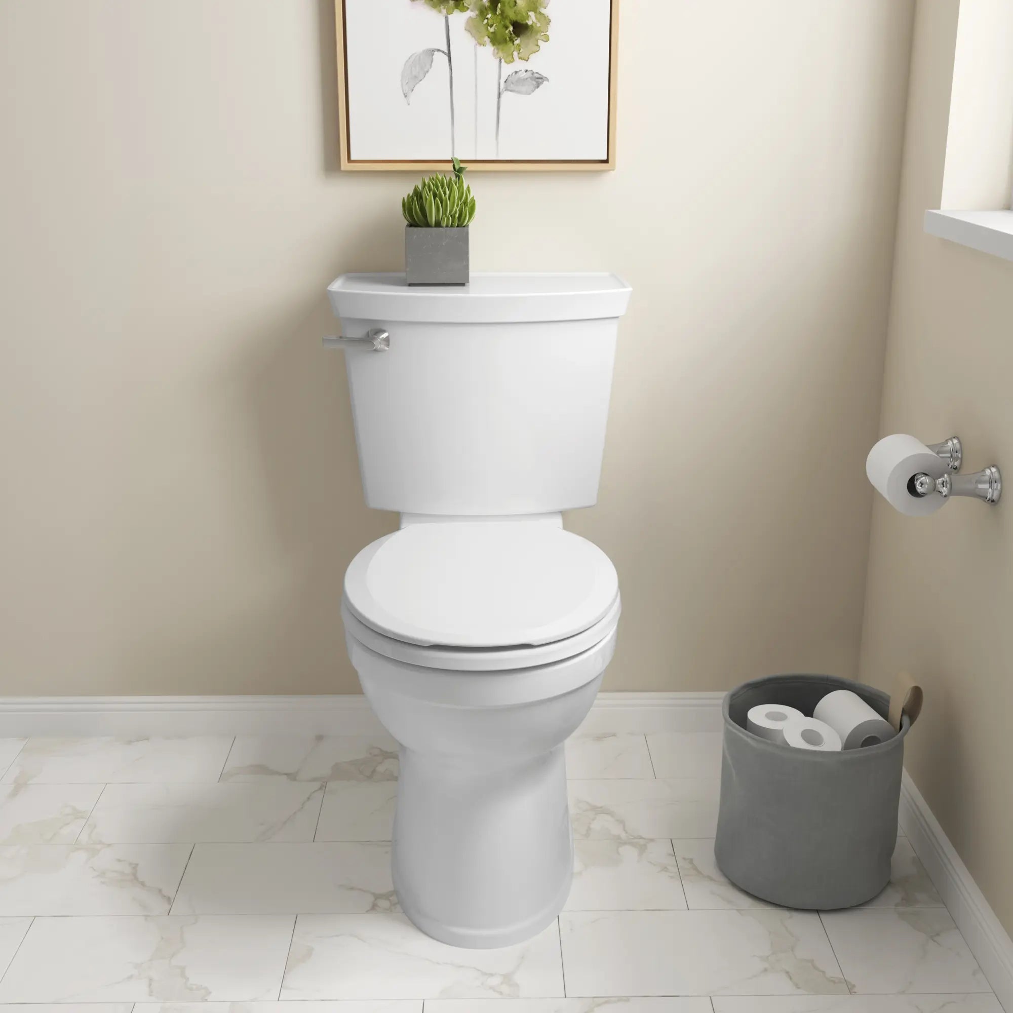 Champion® 4 Two-Piece 1.28 GPF/4.8 LPF Water-Saving Round Front Toilet with Soft-Close Seat - Perfect for Small Bathrooms & Powder Rooms