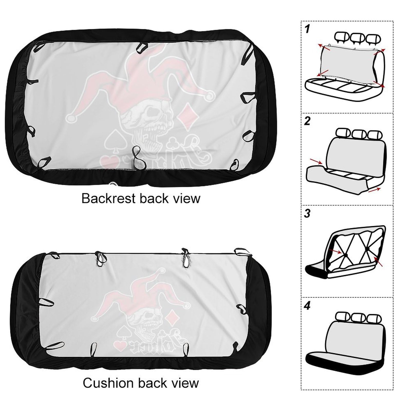 Joker Skull Soft Pet Car Seat Cover - Waterproof Back Seat Protector for Dogs, Rear Bench Cover, Non-Slip Interior Decor - Perfect for SUVs, Trucks & Road Trips