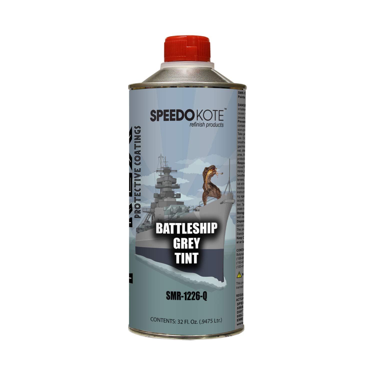 Speedokote T-Rex Battleship Grey Truck Bed Liner Kit - SMR-1000BG-K8 with Free Spray Gun & Measuring Cup (8 Quart) - DIY Protective Coating for Pickup Trucks, Trailers & Off-Road Vehicles