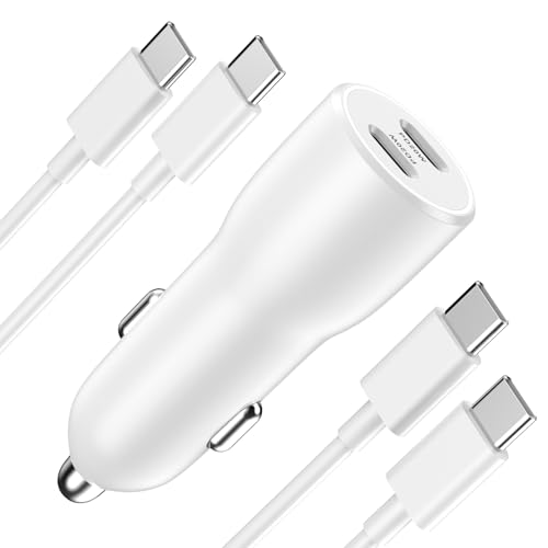 40W Fast Car Charger for iPhone 15 Series - Dual USB C Port Quick Charger with 2 Pack USB C Cables - Compatible with iPhone 15/15 Plus/15 Pro/15 Pro Max, iPad Pro/Air/Mini & Galaxy S23/S22/S21 Ultra - Perfect for Road Trips & Daily Commutes