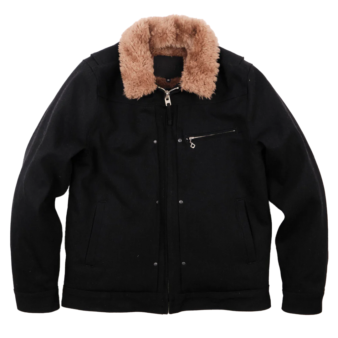 Freenote RJ 2 17oz Black Denim Jacket - Premium Heavyweight Denim Coat for Men, Vintage Style Workwear, Casual & Outdoor Wear