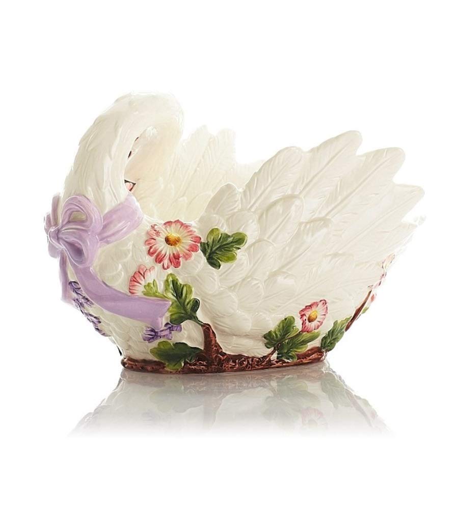 Elegant Swan-Shaped Ceramic Fruit Bowl - Large European Style Serving Tray for Fruits, Candy & Desserts | Perfect for Dining Table Centerpiece, Party Platters & Home Decor