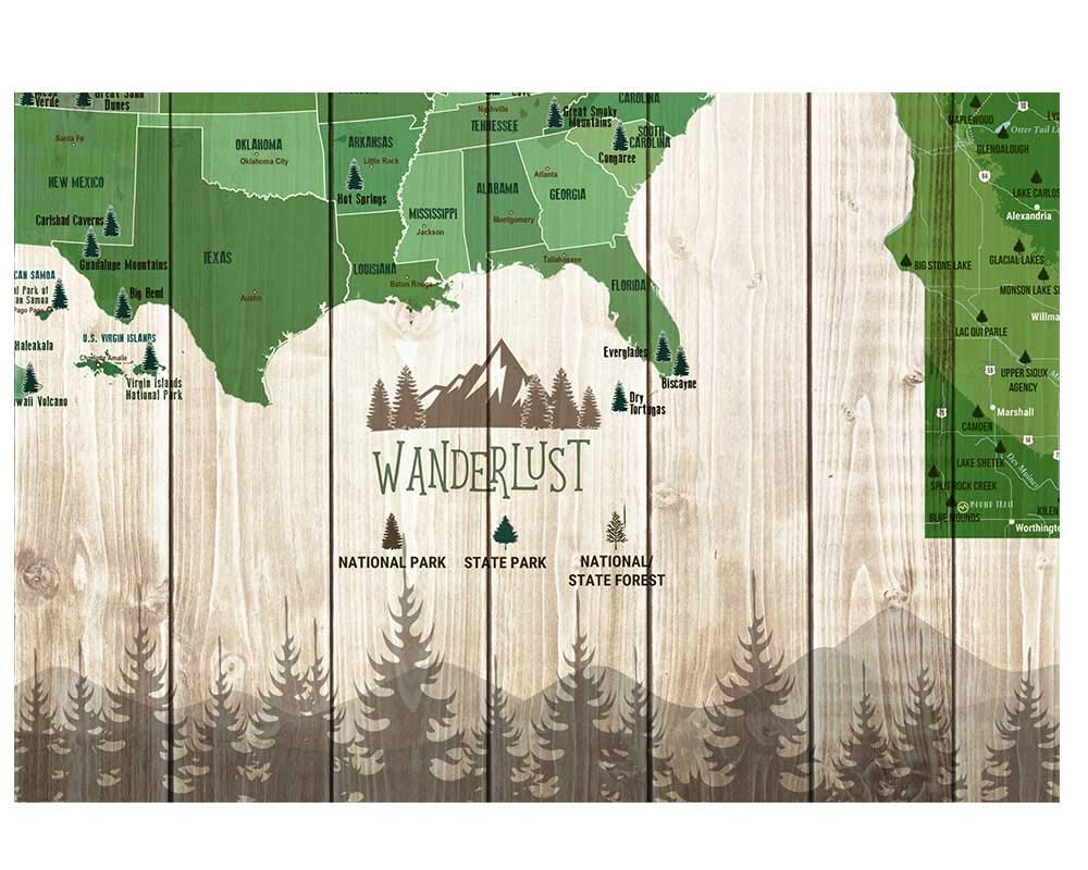 Minnesota State Park & National Park Travel Map - Wrapped Canvas Push Pin Wall Art - 12x16, 18x24, 24x36 Inches - Perfect for Adventure Tracking & Home Decor