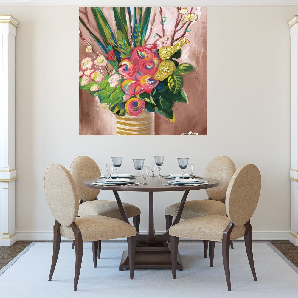 Hand-Painted Floral Canvas Wall Art by Artist Anne Seay - 22x22 Inch Ready-to-Hang Home Decor for Living Room, Bedroom, Office & More - Perfect for Housewarming Gifts & Interior Design