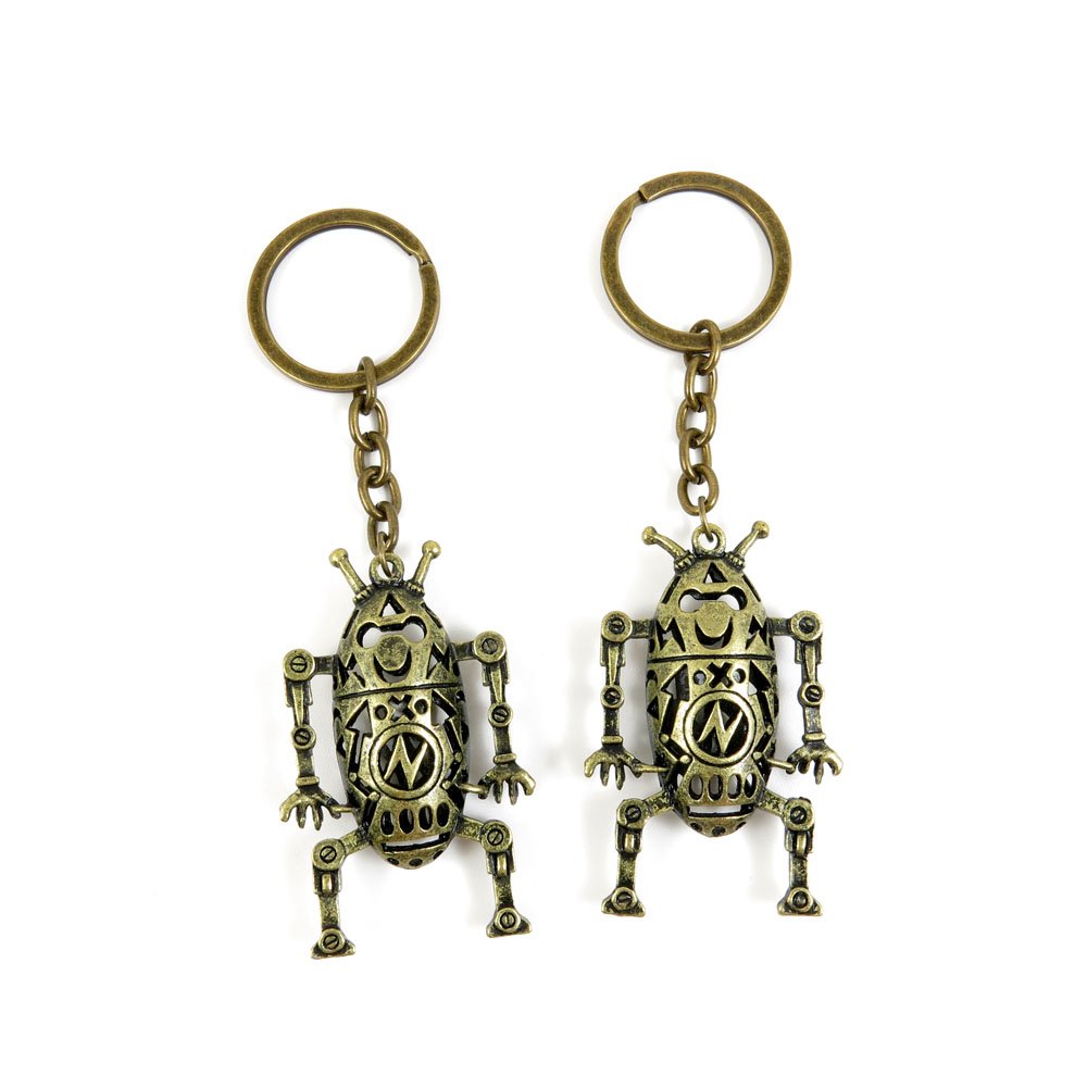 Handmade Ancient Bronze Hollow Robot Keychain - Unique Vintage Key Ring Charm for Jewelry Making & DIY Crafts | Perfect for Gifts, Home Decor, and Key Organization
