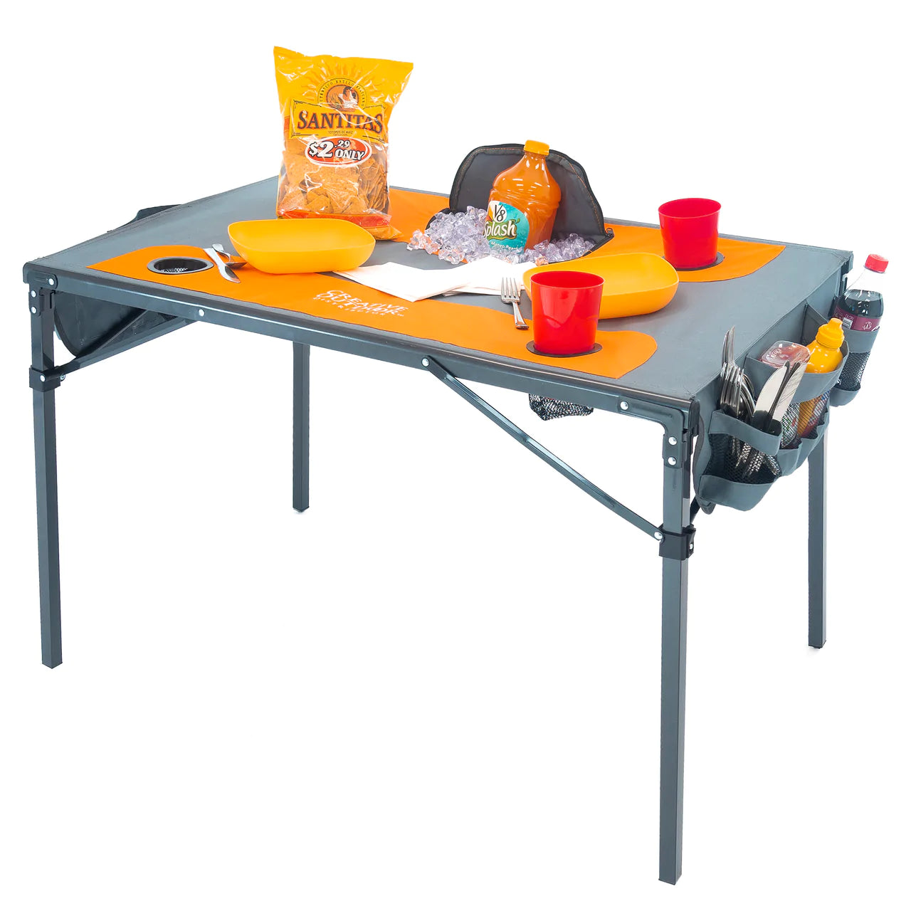 Portable Folding Wagon Cooler with Ice Box - Insulated Outdoor Picnic Table for Camping, Beach, Tailgating & Backyard Parties