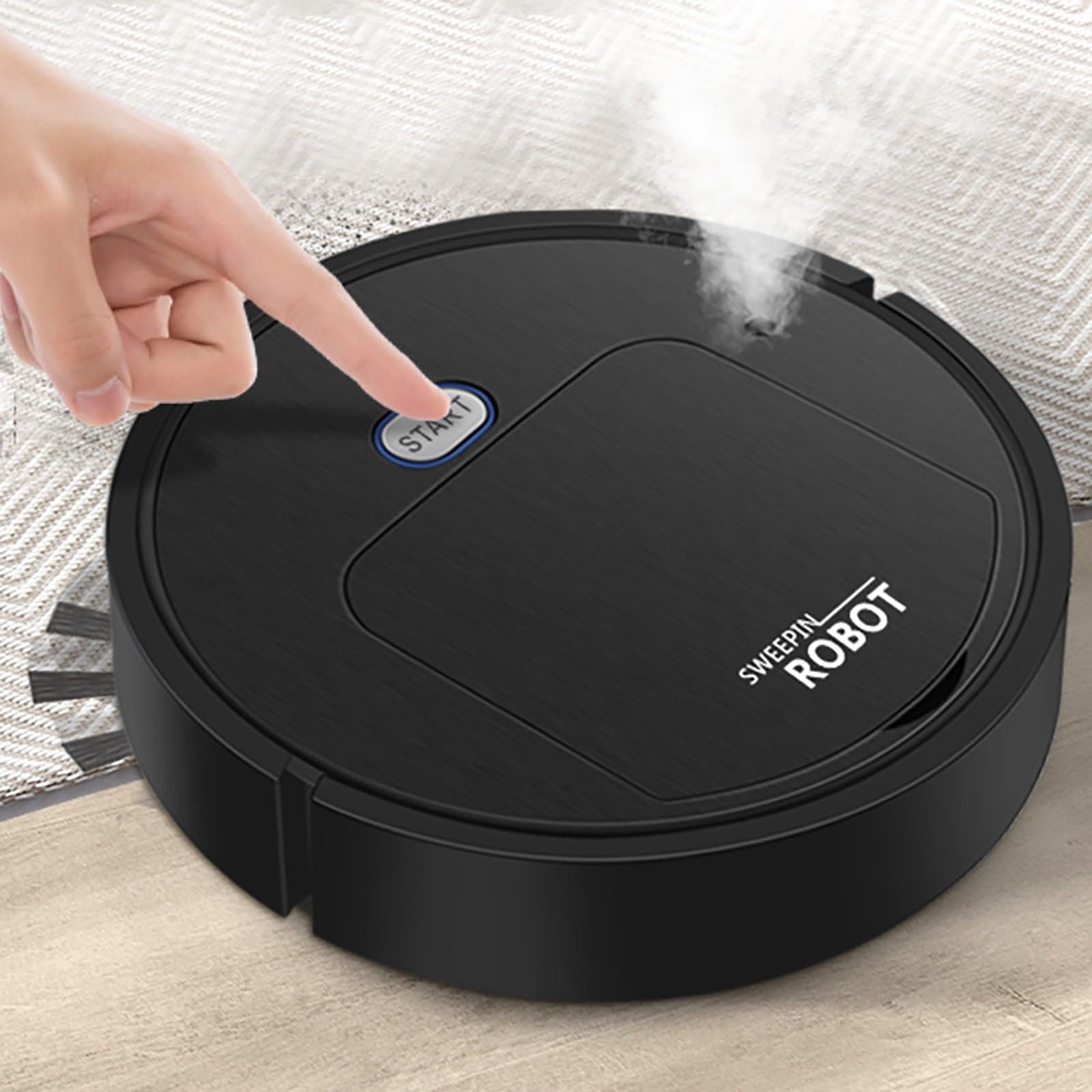 Smart Robot Vacuum and Mop Cleaner with 2000Pa Strong Suction, WiFi/App Control, Self-Charging for Hardwood Floors, Pet Hair & Low-Pile Carpets - Ultra Slim & Quiet Design (Black) - Perfect for Homes with Pets and Busy Families