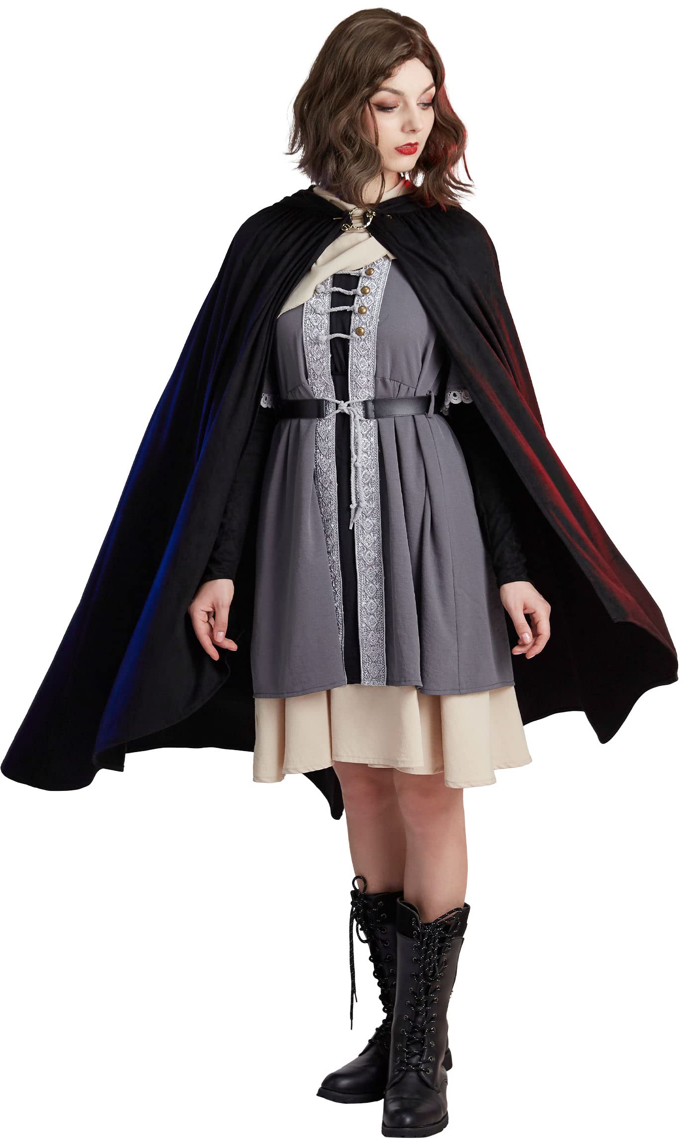 Cosplay.fm Women's Game Character Costume - Elegant Long Dress with Matching Cloak Scarf & Accessories Set | Perfect for Halloween, Cosplay Events, Anime Conventions & Themed Parties