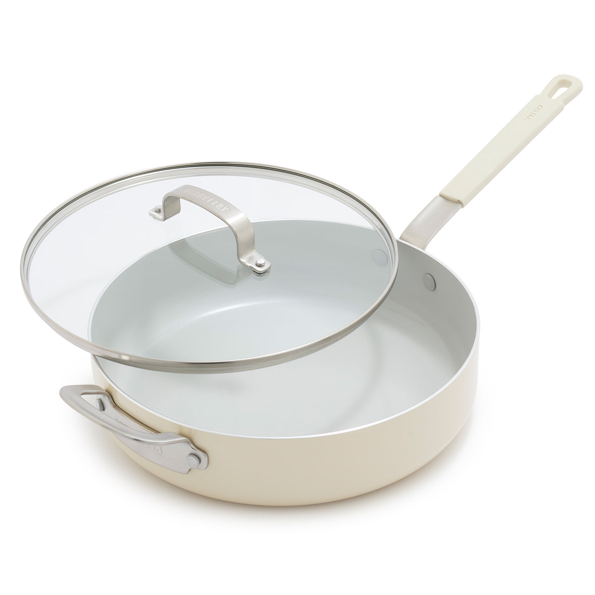 Bobby Flay by GreenPan Professional Ceramic Nonstick 4.5 Quart Sauté Pan with Lid - Cream | Healthy Cooking, Oven & Dishwasher Safe | Perfect for Sautéing, Frying & Simmering