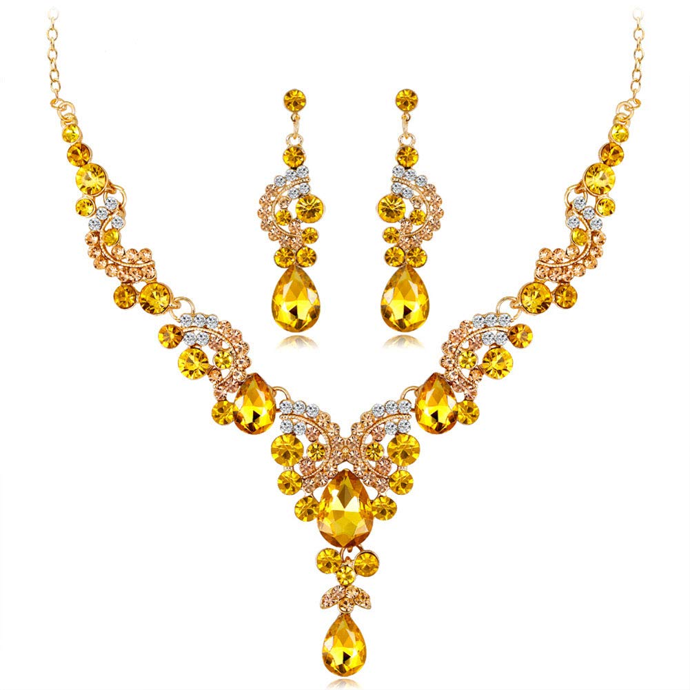 Elegant Women's Jewelry Set - Shiny Crystal Diamond Necklace & Earrings Bridal Wedding 2-Piece Set for Bride, Party, Anniversary Gift | Perfect for Weddings, Date Nights, and Special Occasions
