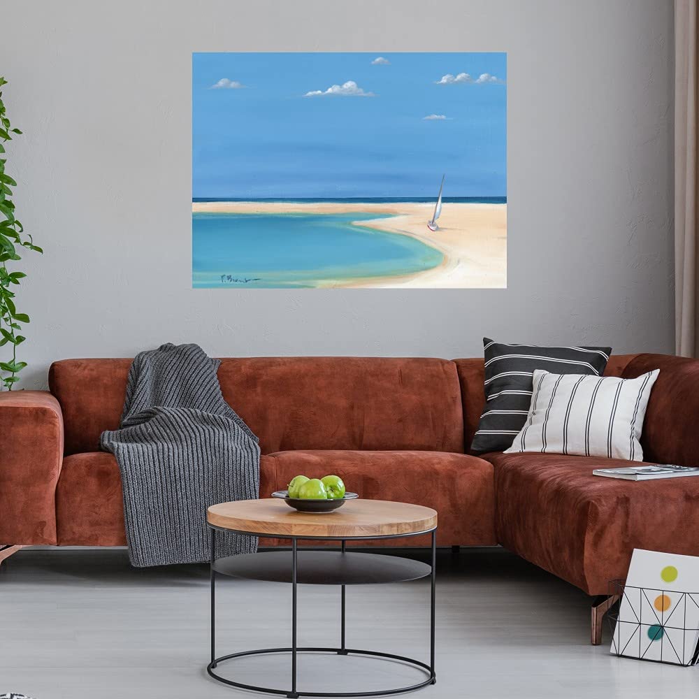 Serenity Cove Sailboat Fine Art Canvas Wall Decor by Paul Brent - 32x24 Inches - Ready to Hang - Perfect for Living Room, Bedroom, Office & More - Coastal Home Decor & Nautical Wall Art for Beach House Style