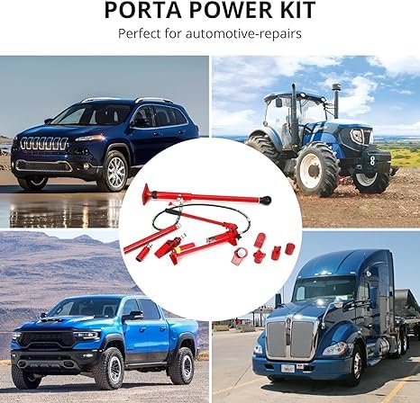 20 Ton Porta Power Hydraulic Jack Kit - 3.9ft Oil Hose, Auto Body Frame Repair Tool with Storage Case for Car, Truck & Farm Equipment | Perfect for Garage Repairs, Collision Fixes & Heavy Duty Maintenance