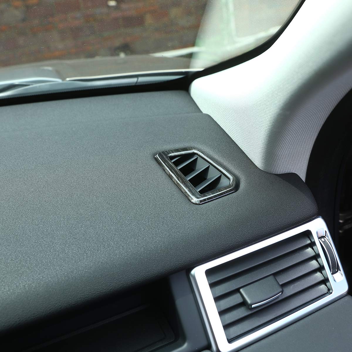 ABS Black Wood Grain Car Dashboard Air Vent Trim for Land Rover Discovery Sport 2015-2019 - Premium Interior Upgrade for Enhanced Luxury & Style - Perfect for Car Enthusiasts & Customization Projects