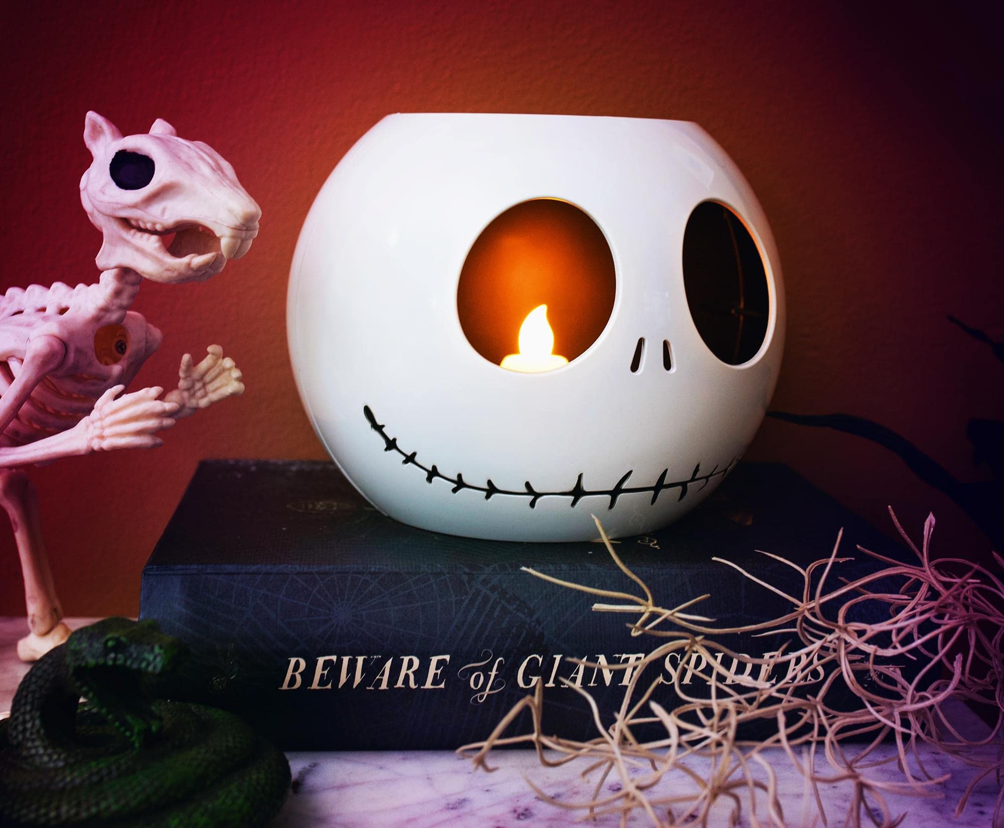 Disney The Nightmare Before Christmas Jack Skellington LED Flickering Flameless Candle with Automatic Timer - Officially Licensed Collectible Decor for Halloween, Christmas & Home Parties