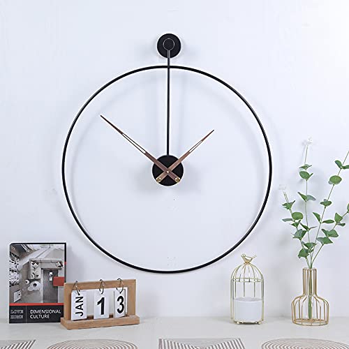 MODIRNATION 'The Ring' Oversized Modern Nordic Wall Clock - Minimalist Silent Quartz Metal Design for Home & Office Decor | Perfect for Living Room, Bedroom or Workspace (Black)