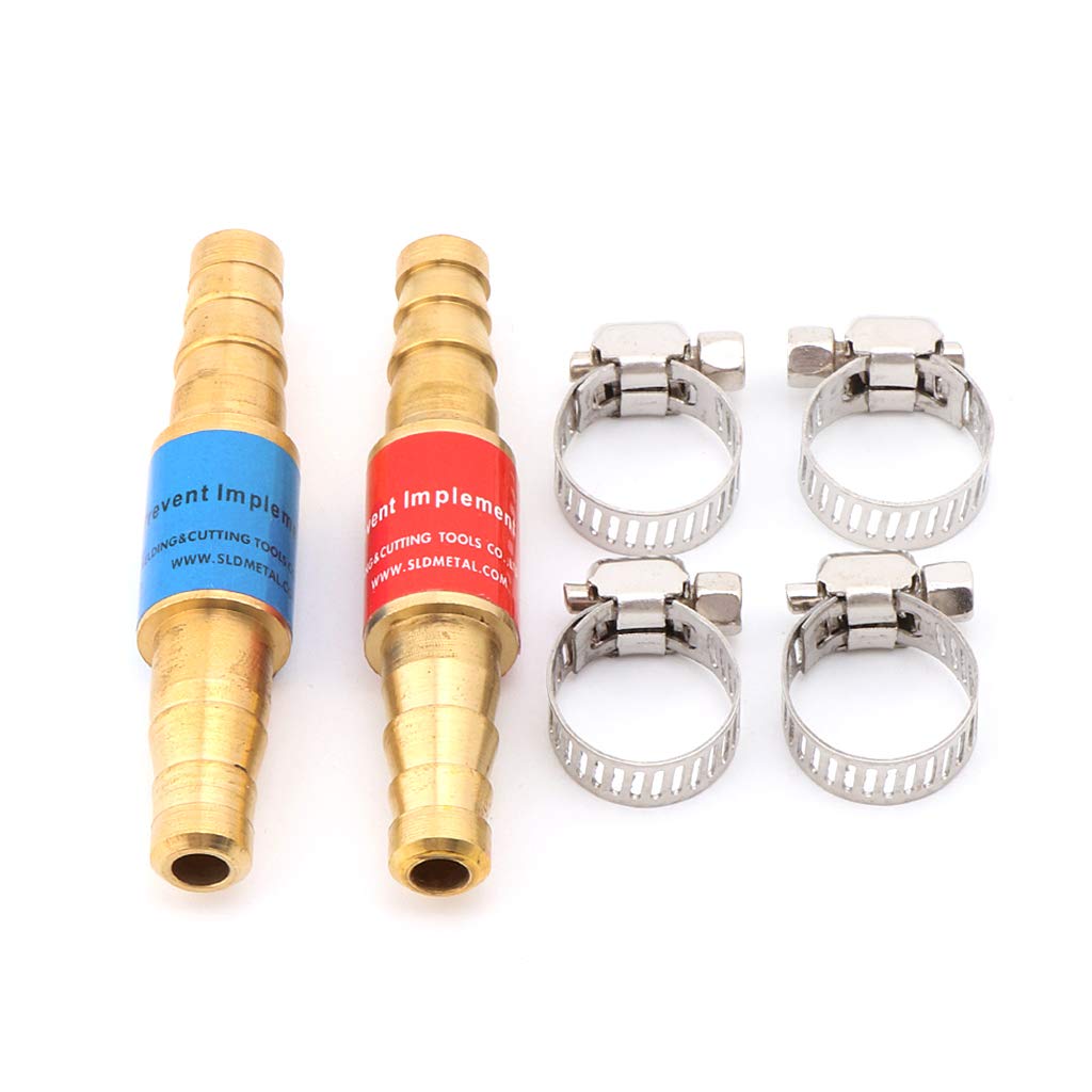 QUQUTWO 2-Piece Acetylene Propane Oxygen Fuel Gas Flashback Arrestor Set - Blue | for Welding, Cutting & Brazing Torch Safety Protection