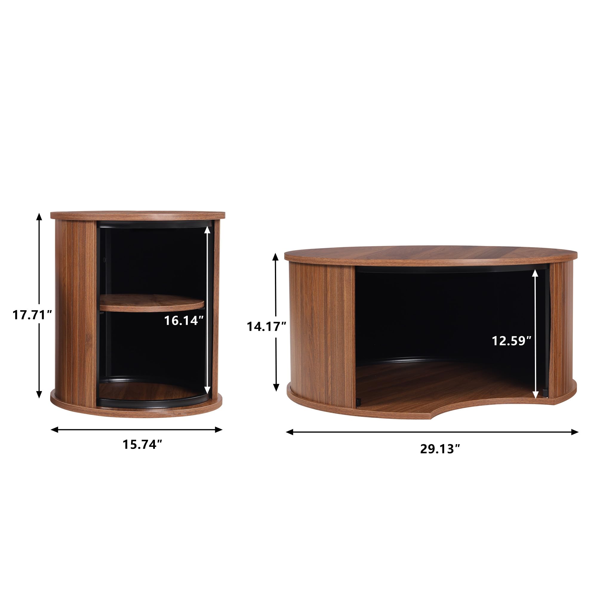Round Wooden Nesting Coffee Table Set of 2 - Walnut Finish Circle Side Tables for Living Room, Office & Balcony | Perfect for Small Spaces, Home Decor & Coffee Time