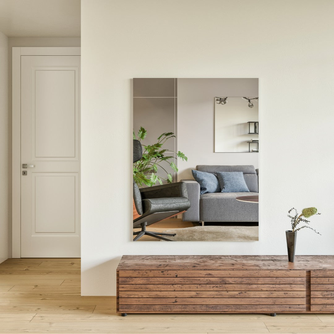 Eviva Sleek 39 x 30 Inch Frameless Rectangular Bathroom Mirror - Perfect for Vanity, Makeup, and Modern Home Decor