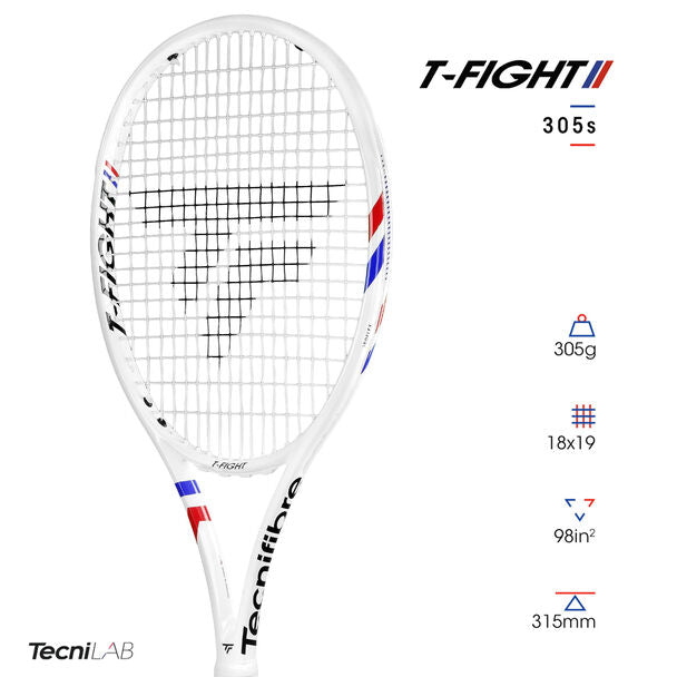 Tecnifibre T-Fight 305S Tennis Racket - Lightweight Carbon Fiber Racquet for Power & Control | Perfect for Competitive Play & Training Sessions