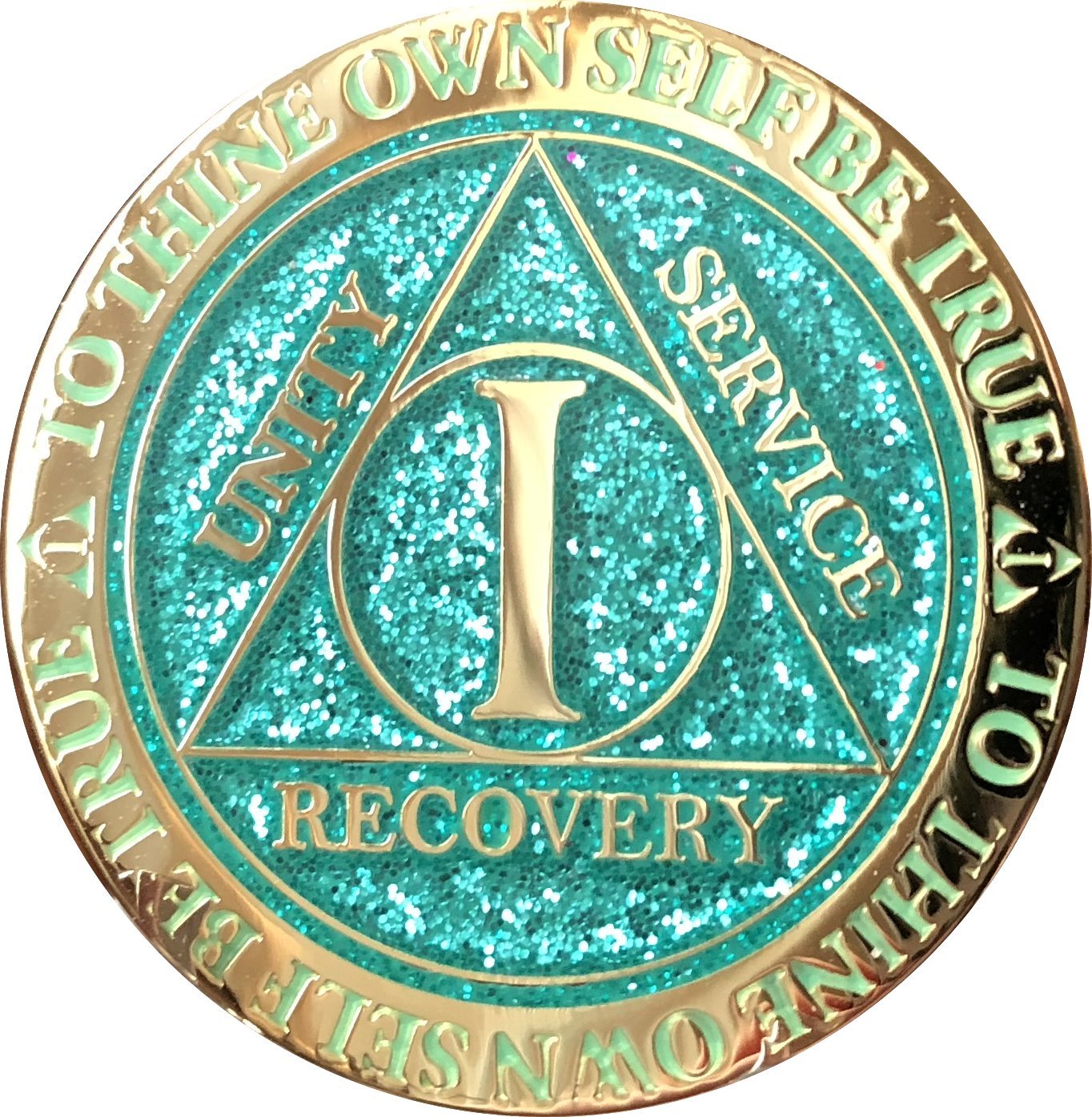 1 Year AA Medallion Reflex Aqua Glitter Gold Plated Turquoise Color Chip - Perfect for Jewelry Making, DIY Crafts, Gift Giving and Fashion Accessories