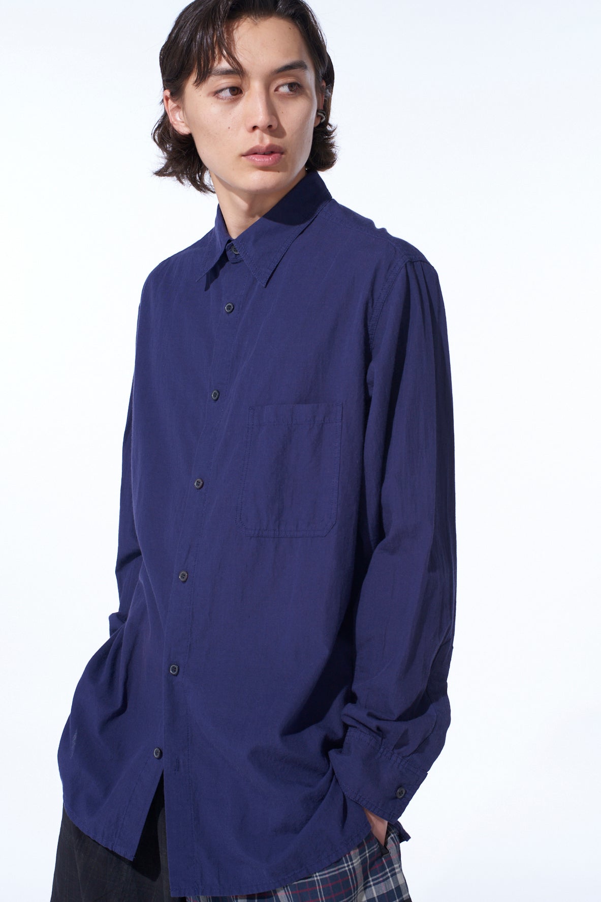 Premium Loose Fit Broadcloth Chambray Shirt with Regular Collar - Casual & Business Wear for Men
