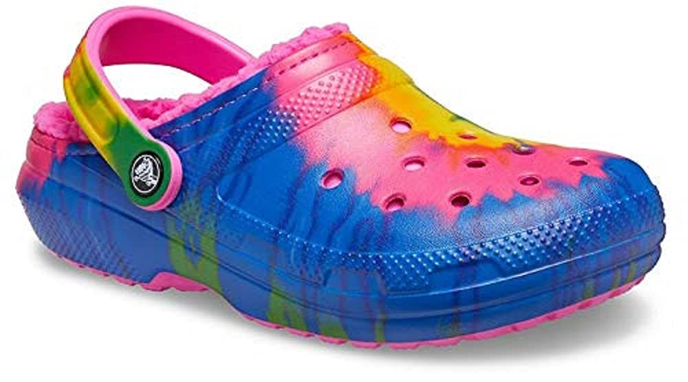 Crocs Unisex-Adult Classic Tie Dye Lined Clogs - Soft Fuzzy Slippers for Men & Women | Comfortable Indoor & Outdoor House Shoes for Relaxing at Home, Running Errands, or Quick Trips