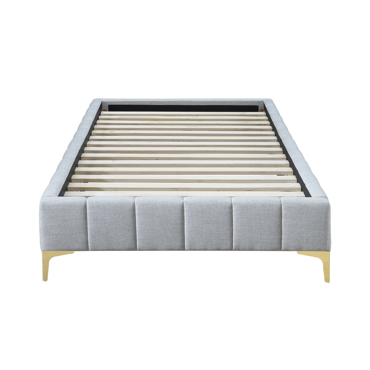 Georgia Fabric King Single Bed Frame - Sturdy & Stylish Platform Bed with Wooden Slats for Home, Bedroom, Guest Room, Dorm - Easy Assembly & Modern Design