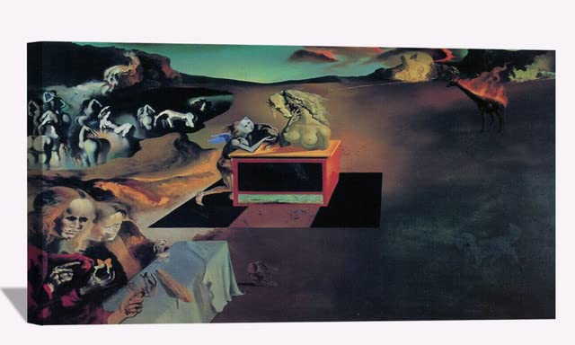 Salvador Dali Canvas Art - The Invention of Monsters Framed Wall Painting | Ready to Hang Dali Surrealist Artwork for Bedroom, Living Room & Office Decor | Perfect for Art Lovers & Home Interior Design