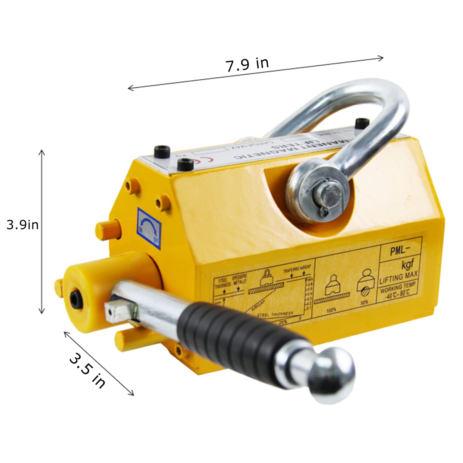 880 Lbs Capacity Permanent Magnetic Lifter - Heavy Duty Steel Lifting Magnet for Hoist & Shop Crane - Ideal for Lifting Steel Plates, Boards & Metal Sheets in Workshops & Construction Sites