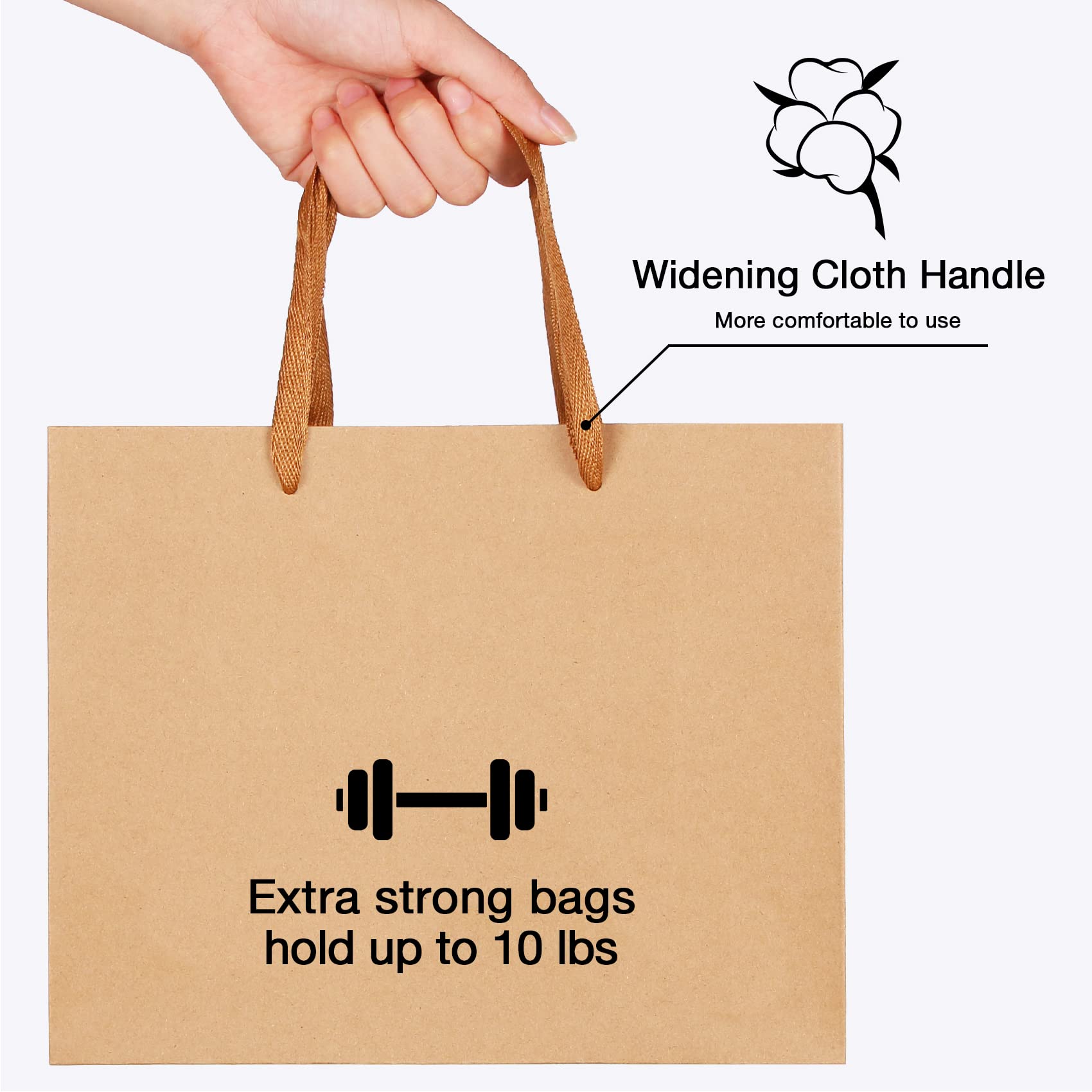 Aimyoo 20 Pack Medium Brown Kraft Paper Gift Bags with Handles - 10x8x4.25 Inch Eco-Friendly Retail Shopping Bags for Small Business, Party Favors & Merchandise - Perfect for Birthday Gifts, Wedding Favors, and Retail Packaging