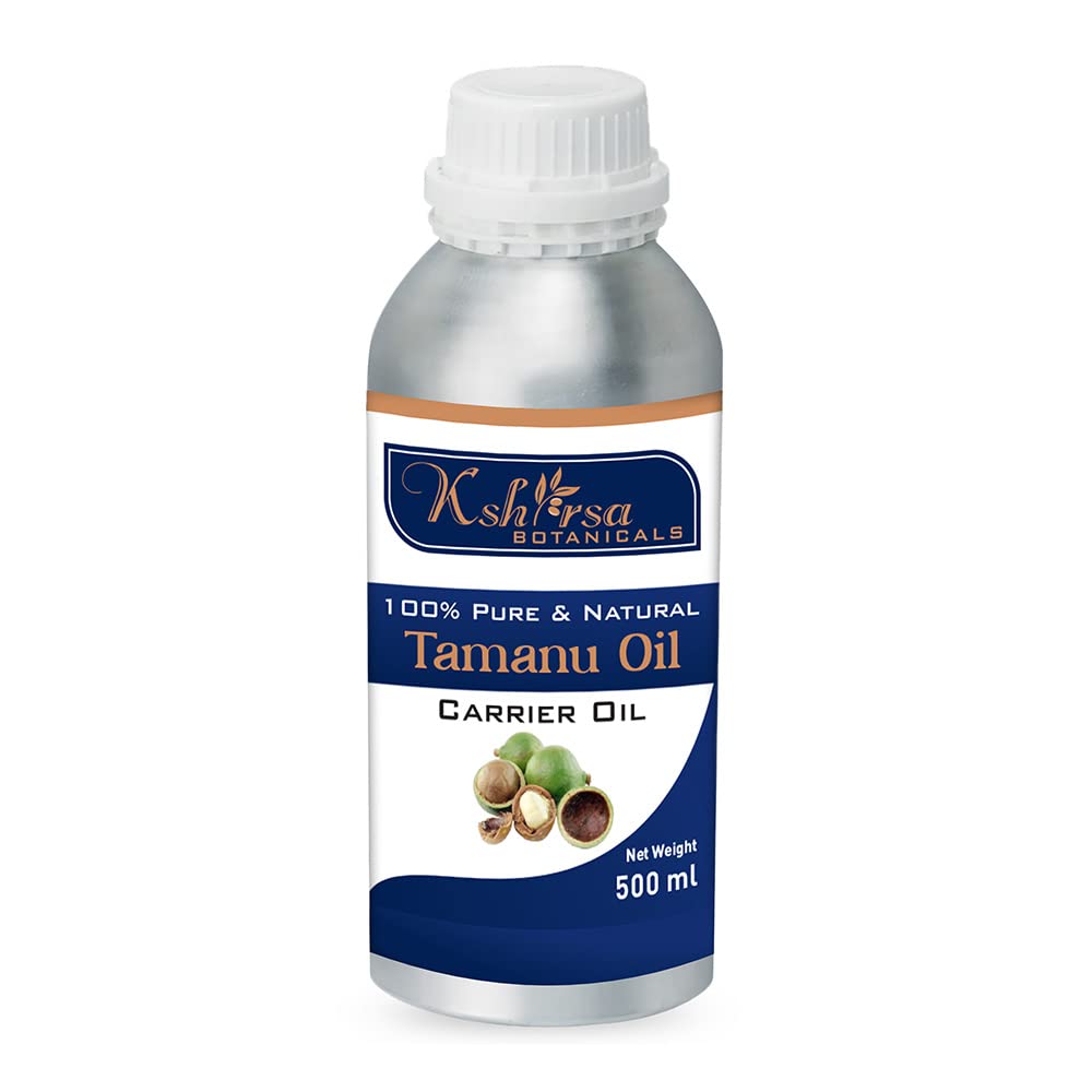 Pure & Natural Tamanu Oil (Calophyllum Inophyllum) - 500ml Organic Cold-Pressed Oil for Skin Care, Hair Growth & Wound Healing | Face Moisturizer, Scalp Treatment & Massage Oil for Dry Skin & Damaged Hair
