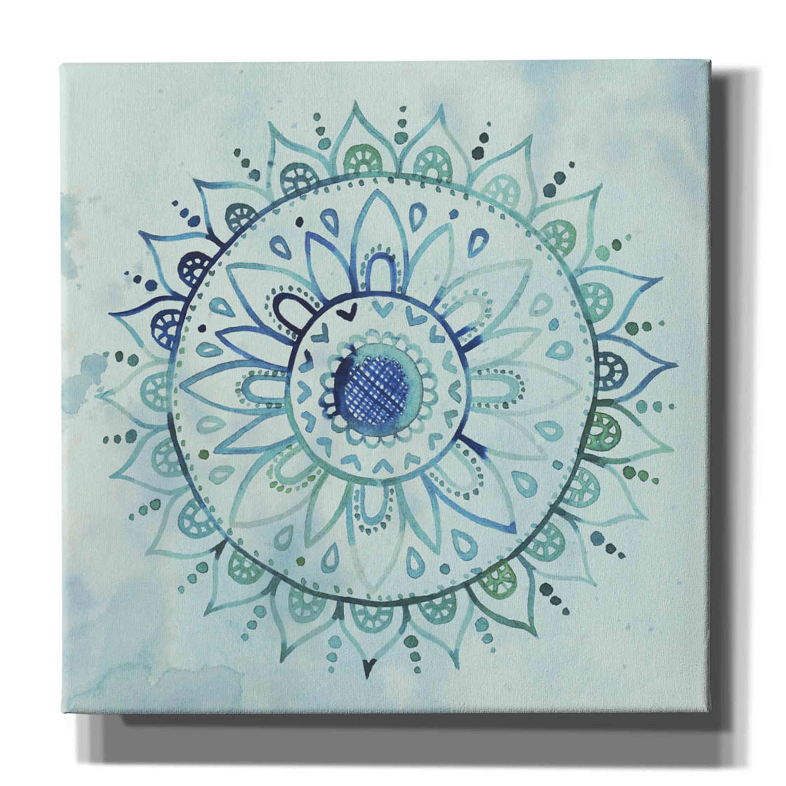 Grace Popp Watercolor Mandala I Canvas Wall Art - 12x12 Inches Modern Home Decor for Living Room, Bedroom & Office - Handmade Abstract Painting for Boho & Contemporary Interiors