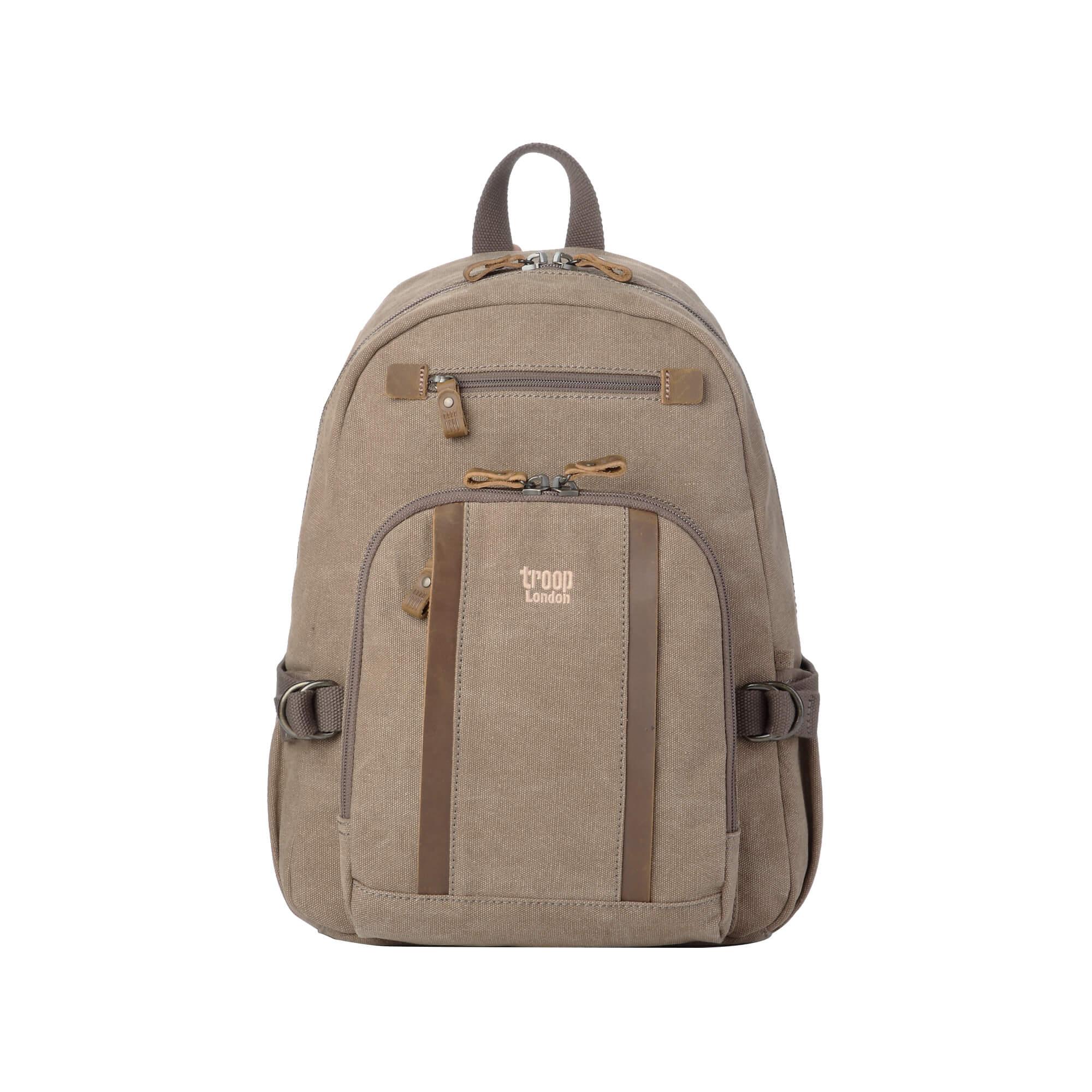 TRP0256 Troop London Classic Canvas Backpack - Medium Size Durable School & Travel Backpack for Men & Women - Perfect for College, Commuting & Outdoor Adventures
