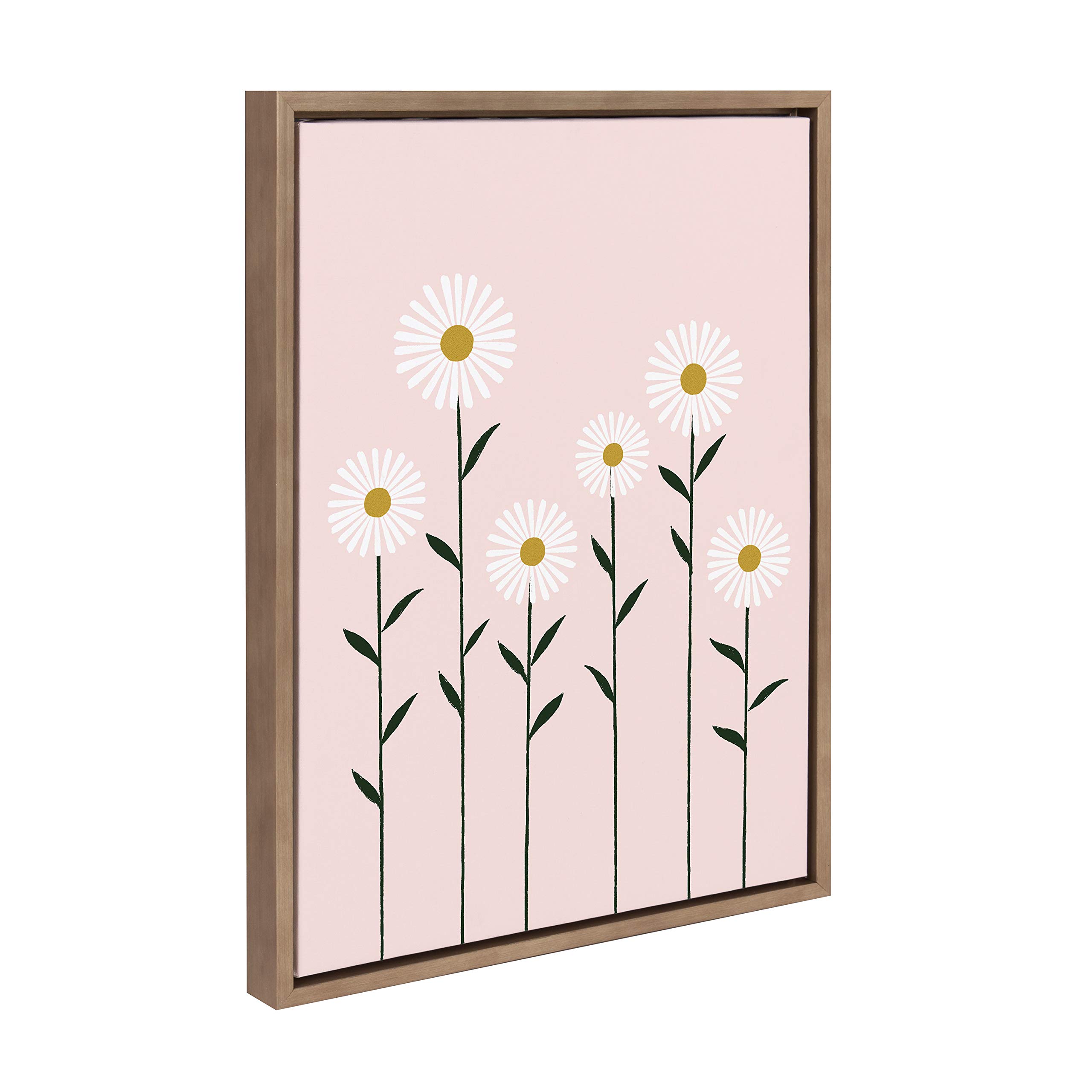 Kate & Laurel Sylvie Daisies Framed Canvas Wall Art - 18x24 Inch Gold Floral Painting by Duchess Plum - Perfect for Living Room, Bedroom & Office Decor