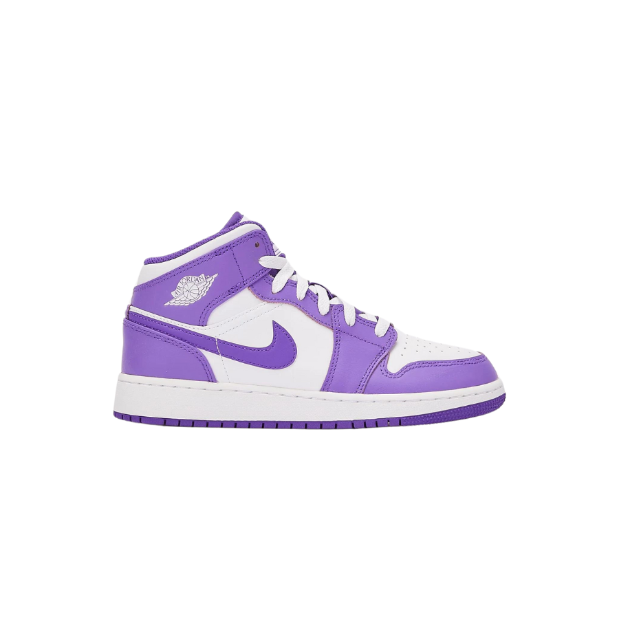 Air Jordan 1 Mid GS Basketball Shoes - Purple Venom Colorway for Kids | Perfect for School, Sports & Streetwear Fashion
