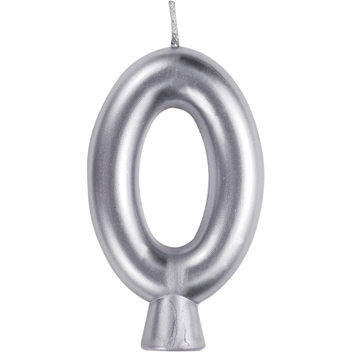 12-Pack Silver Number 0 Candles for Birthday Cakes, Anniversary Celebrations & Special Occasions - Bulk Party Supplies