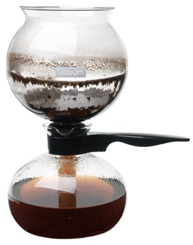 Bodum Pebo 34 oz Vacuum Insulated Coffee Maker - Heat Resistant Borosilicate Glass, Black - Perfect for Home Brewing, Office Use & Camping