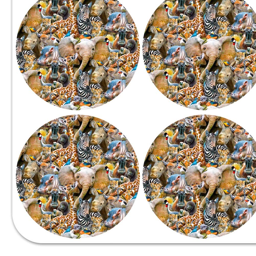 African Animals Zebra Giraffe Elephant Pattern Stickers - Planner, Calendar & Scrapbooking Decorative Supplies for DIY Crafts, Journaling, Bullet Journal, and School Projects