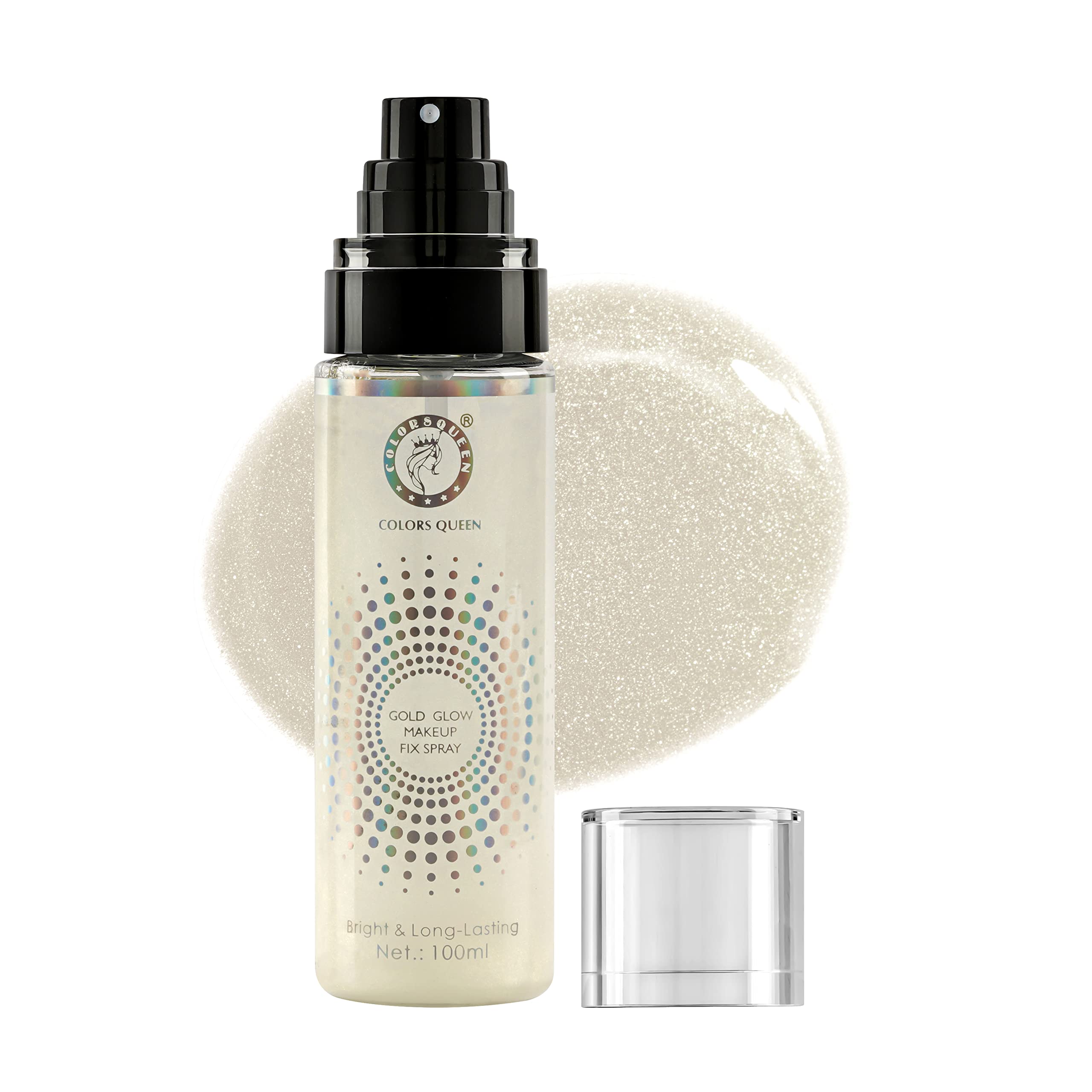 Colors Queen Gold Glow Makeup Setting Spray – 100ml | Long Lasting Face Makeup Fixer | Lightweight, Non-Greasy Formula with Aloe Vera Extract | Perfect for Bridal, Party & Everyday Makeup Locking