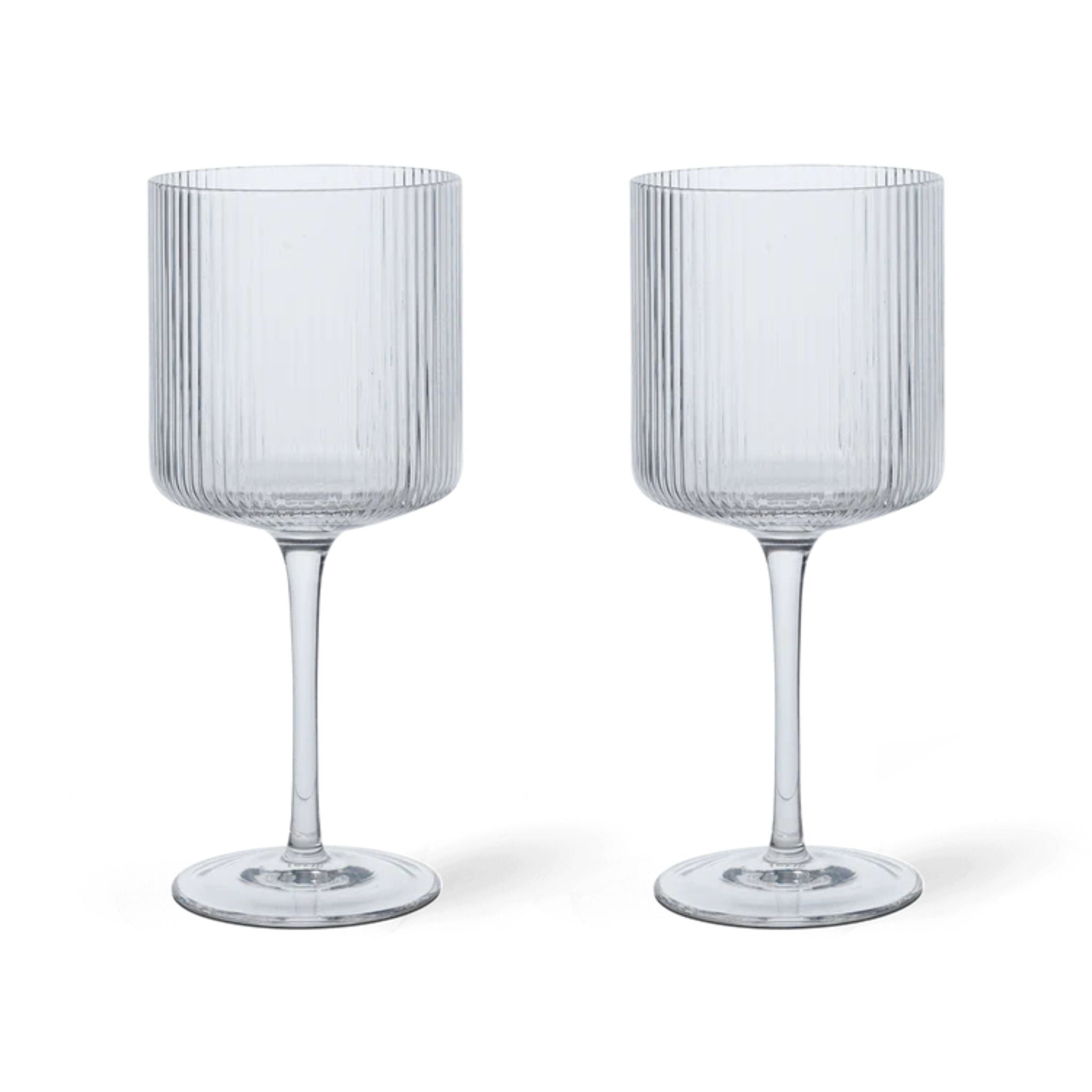FERM LIVING Ripple Red Wine Glasses Set of 2 - Clear Crystal Stemware for Fine Wine Tasting, Dinner Parties & Romantic Date Nights
