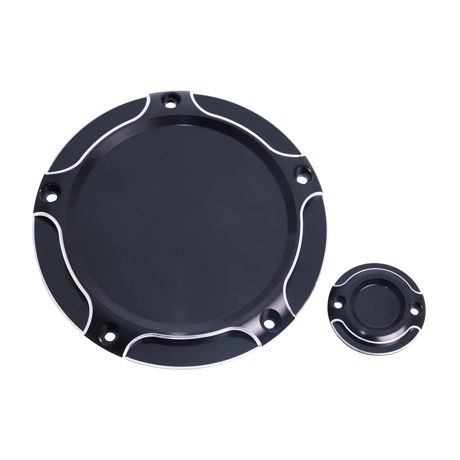 Black Derby Cover 5 Hole Engine Timer Point Cover Compatible with 2016-2023 Harley Davidson Touring Road King Street Glide Electra Glide - Motorcycle Engine Protection for Long Rides & Custom Builds