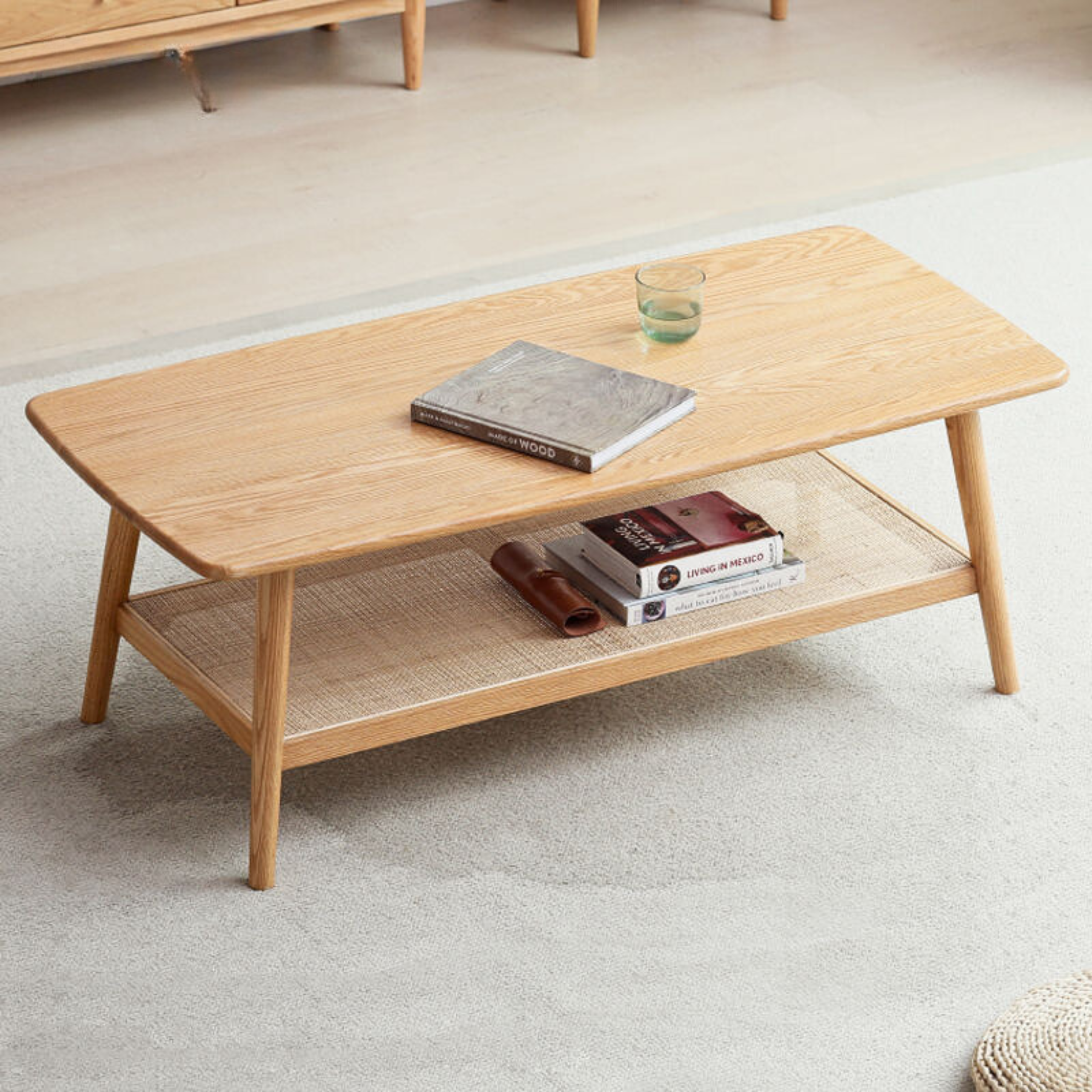 Solid Oak Wood Modern Coffee Table - Stylish & Durable Living Room Furniture for Home Decor
