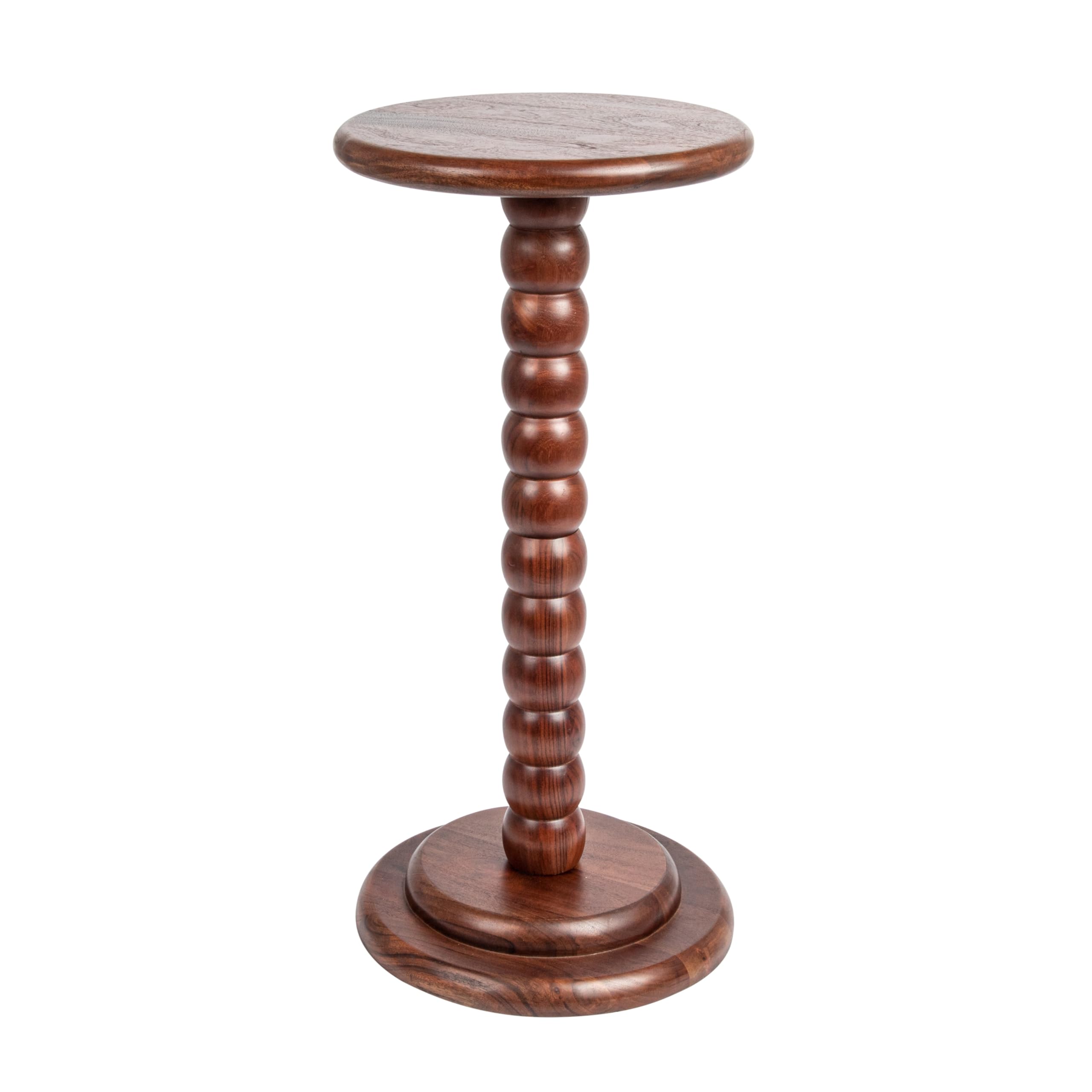 Creative Co-Op Stacked Pedestal Cocktail Side Table - Dark Chestnut Finish - Modern End Table for Living Room, Bedroom & Small Spaces - Perfect for Drinks, Books & Decor