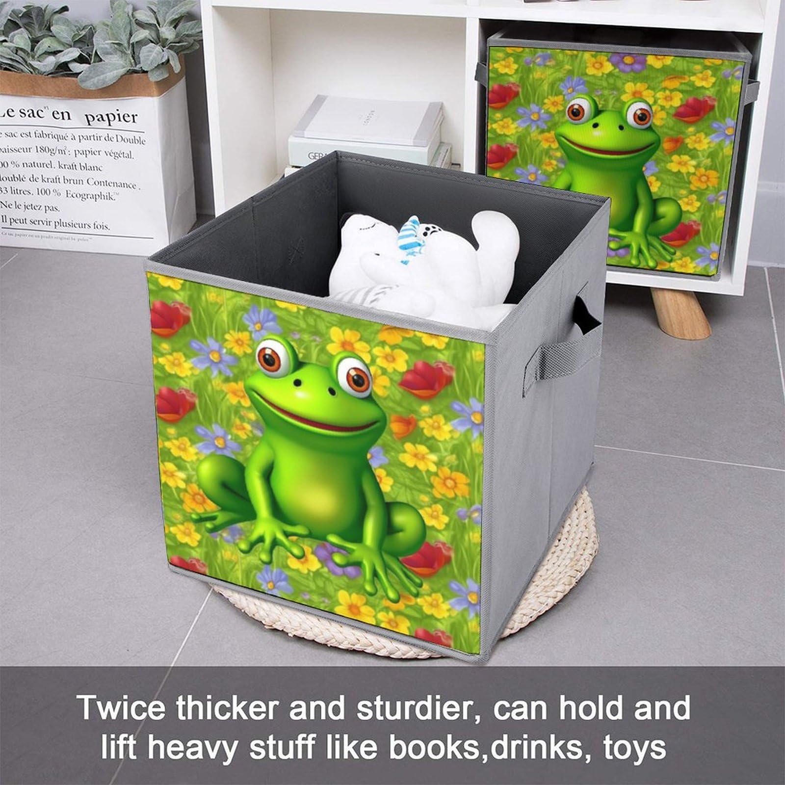 6-Pack Collapsible Frog Storage Bins with Handles - Large Closet Organizer, Clothing Storage Boxes for Home Organization | Perfect for Bedroom, Nursery, Kids Room & Laundry Room Storage