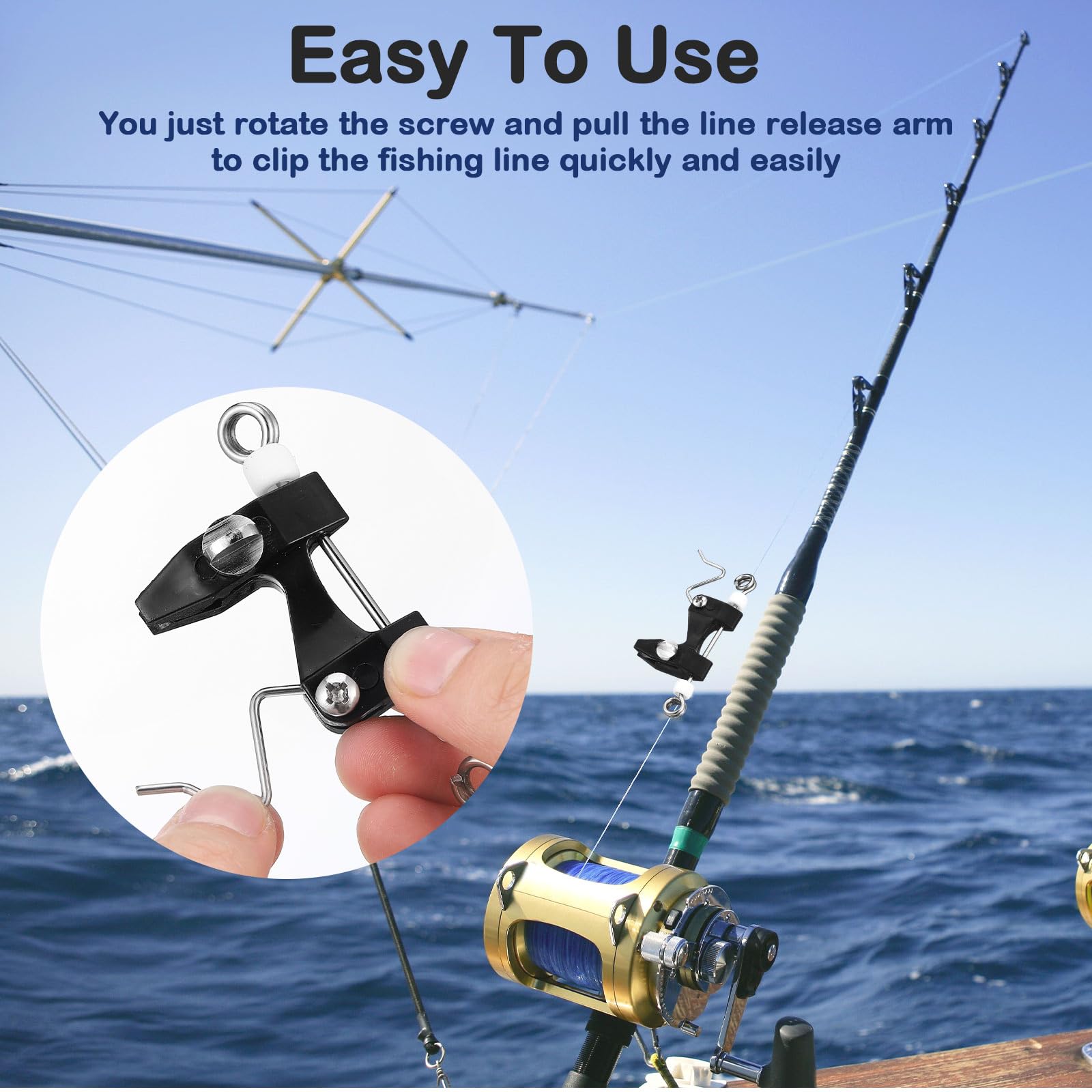 6 Pcs Adjustable Tension Outrigger Release Clips - Heavy Duty Downrigger Fishing Clips for Trolling, Offshore & Kite Fishing | Perfect for Saltwater & Deep Sea Fishing Accessories