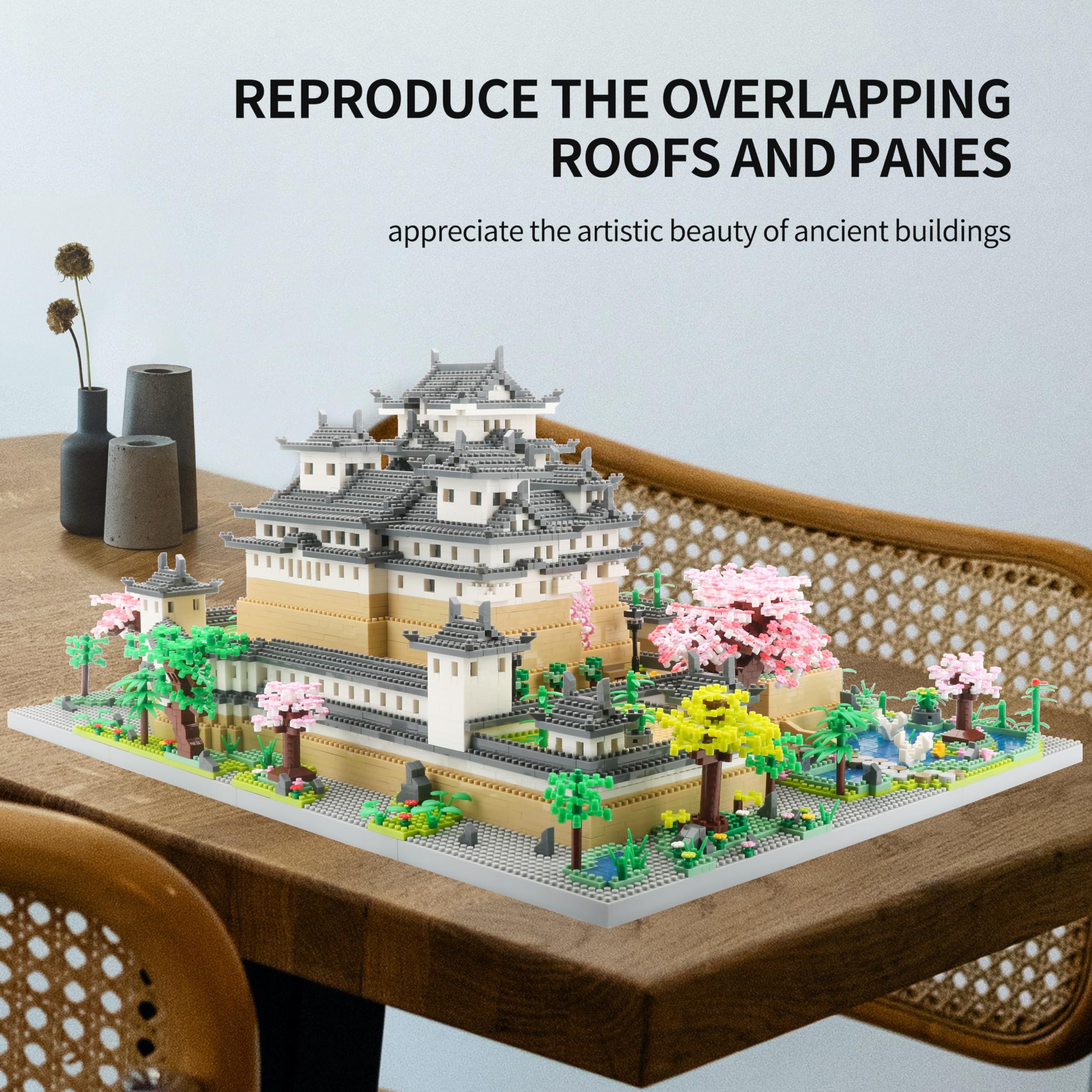Japanese Micro Mini Building Blocks Set - 10080 PCS Himeji Castle with Cherry Blossoms Architecture Model Kit for Adults, Collectible Landmark Toy Gift | Perfect for Home Decor, Office Display & Stress Relief