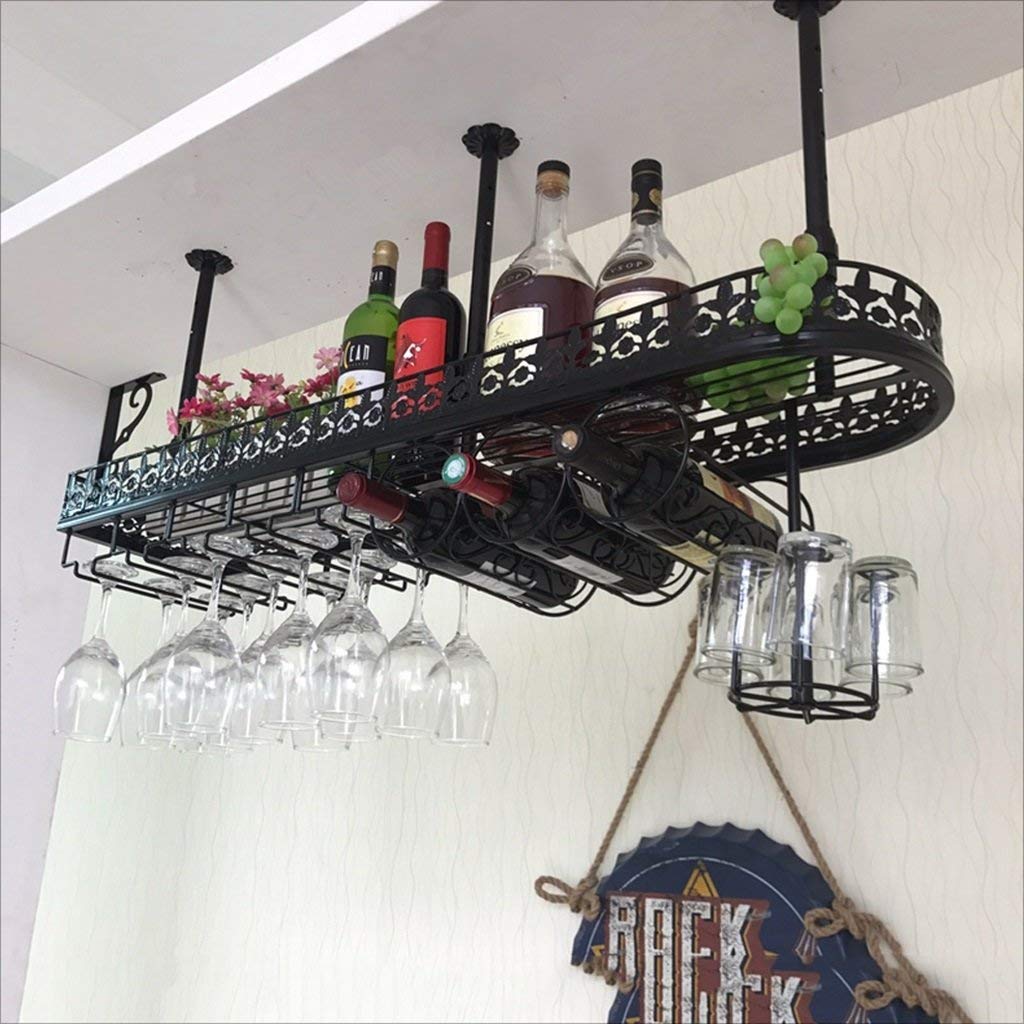 Premium Iron Wine Rack for Bar Counter & Restaurant - 100x25x30cm Upside Down Glass Holder - Perfect for Home, Kitchen, and Commercial Use