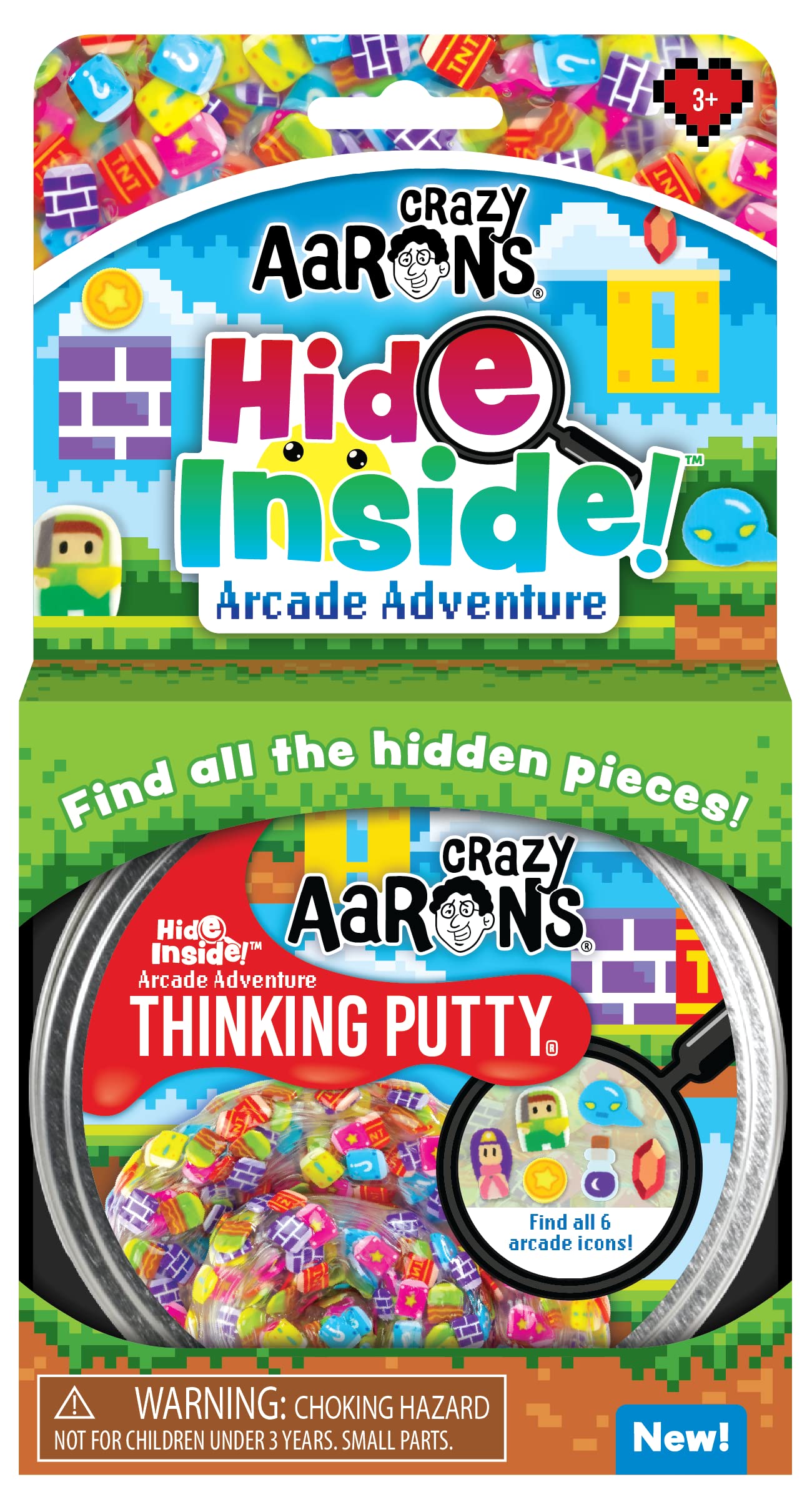 Crazy Aaron's Thinking Putty 4-Pack - Arcade Adventure Hide Inside - Clear Non-Toxic Putty with Hidden Pieces That Never Dries Out - Perfect for Stress Relief, Office Toys & Sensory Play